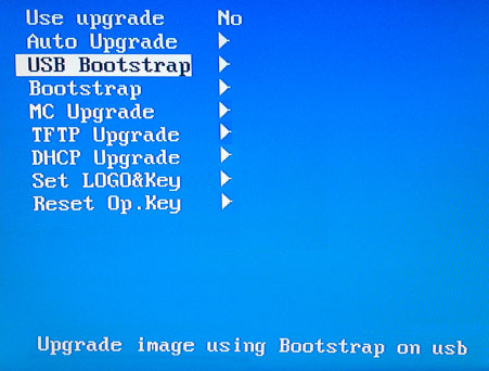 Пункт USB Bootstrap в меню обновления MAG